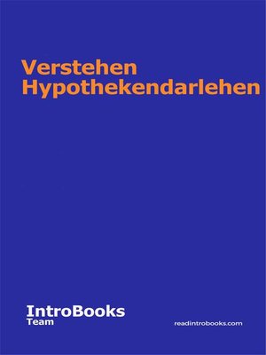 cover image of Verstehen Hypothekendarlehen